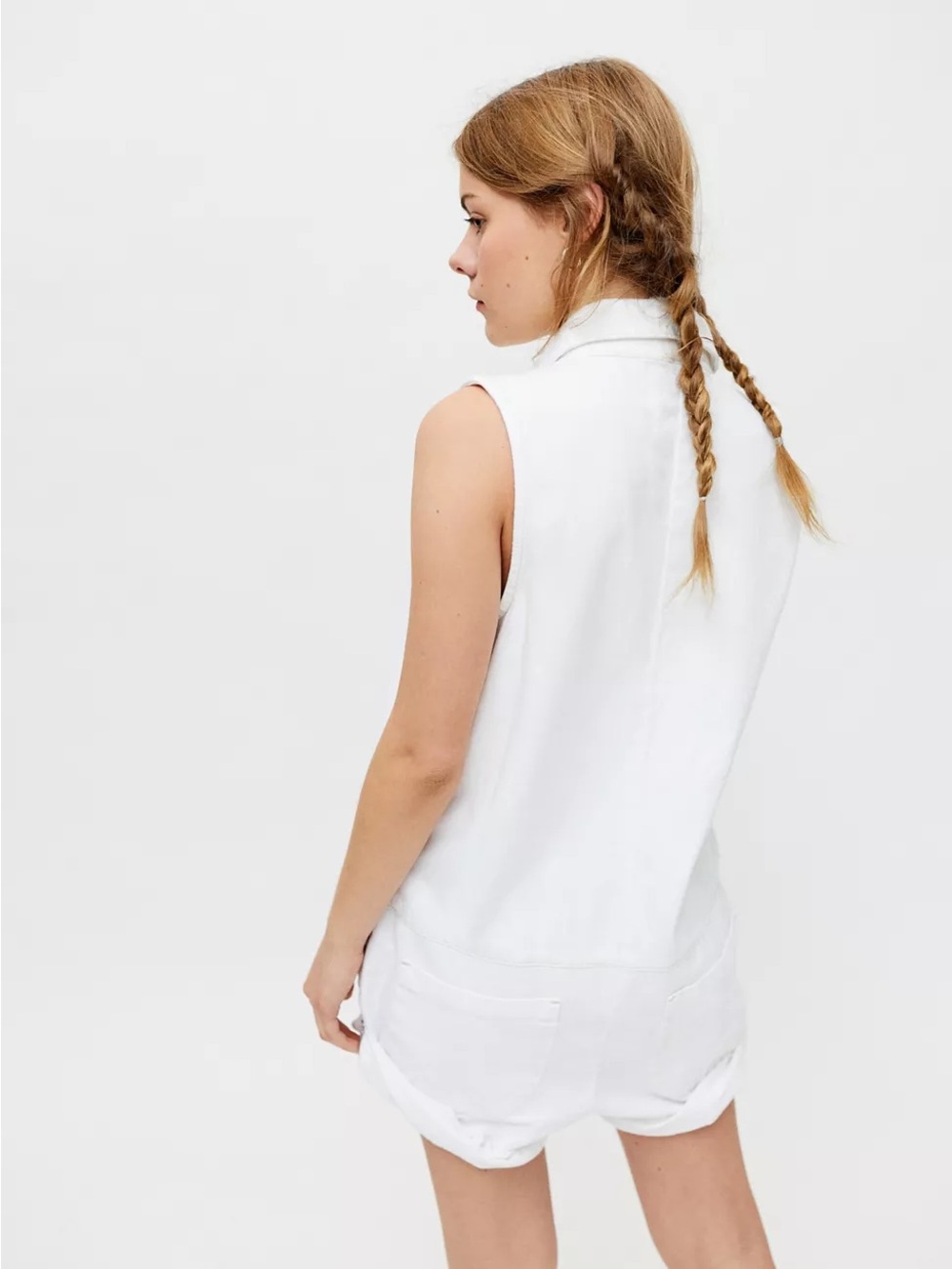 One Teaspoon White Denim Sleeveless Romper Playsuit XXS - Picture 2 of 6